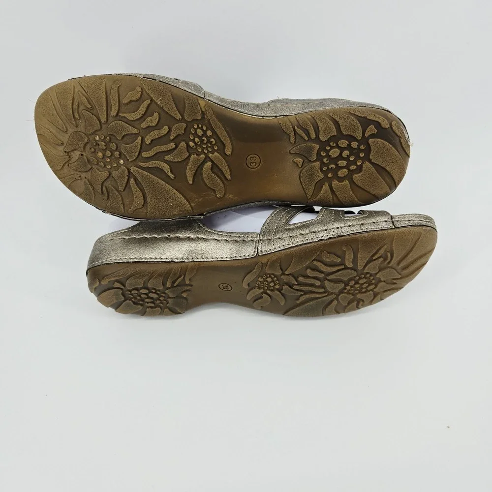Flexus Spring Step Women's 38 7.5 Slingback Sandal Metallic Gold Leather/Elastic